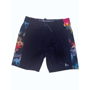 NWT The Endless Summer Board Shorts 34 Blue Tropical Print‎ 19” Swim Trunks